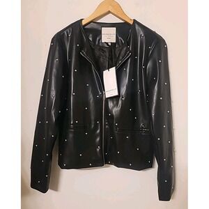 Vegan Black Leather Jacket Studded Goth Whimsigoth Grunge City Biker Chic